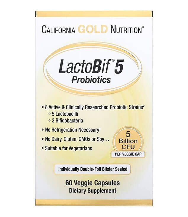 CALIFORNIA GOLD NUTRITION | LACTOBIF 5 PROBIOTICS VEGGIE CAPSULES